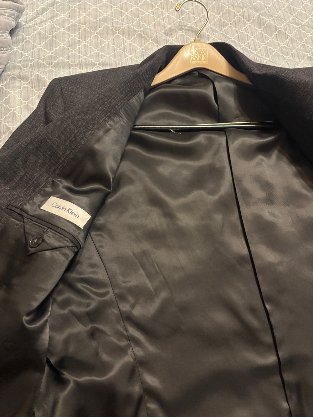 Calvin Klein Men’s Dark Gray Blazer with Satin Lining